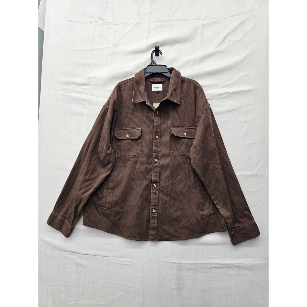 Goodfellow & Co Mens Vintage Utility Shirt Brown Cotton Casual Size XXL